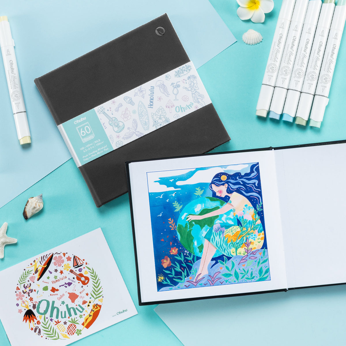 Ohuhu Bleedproof Double-Sided Marker Pad with PU Cover | Ohuhu Value