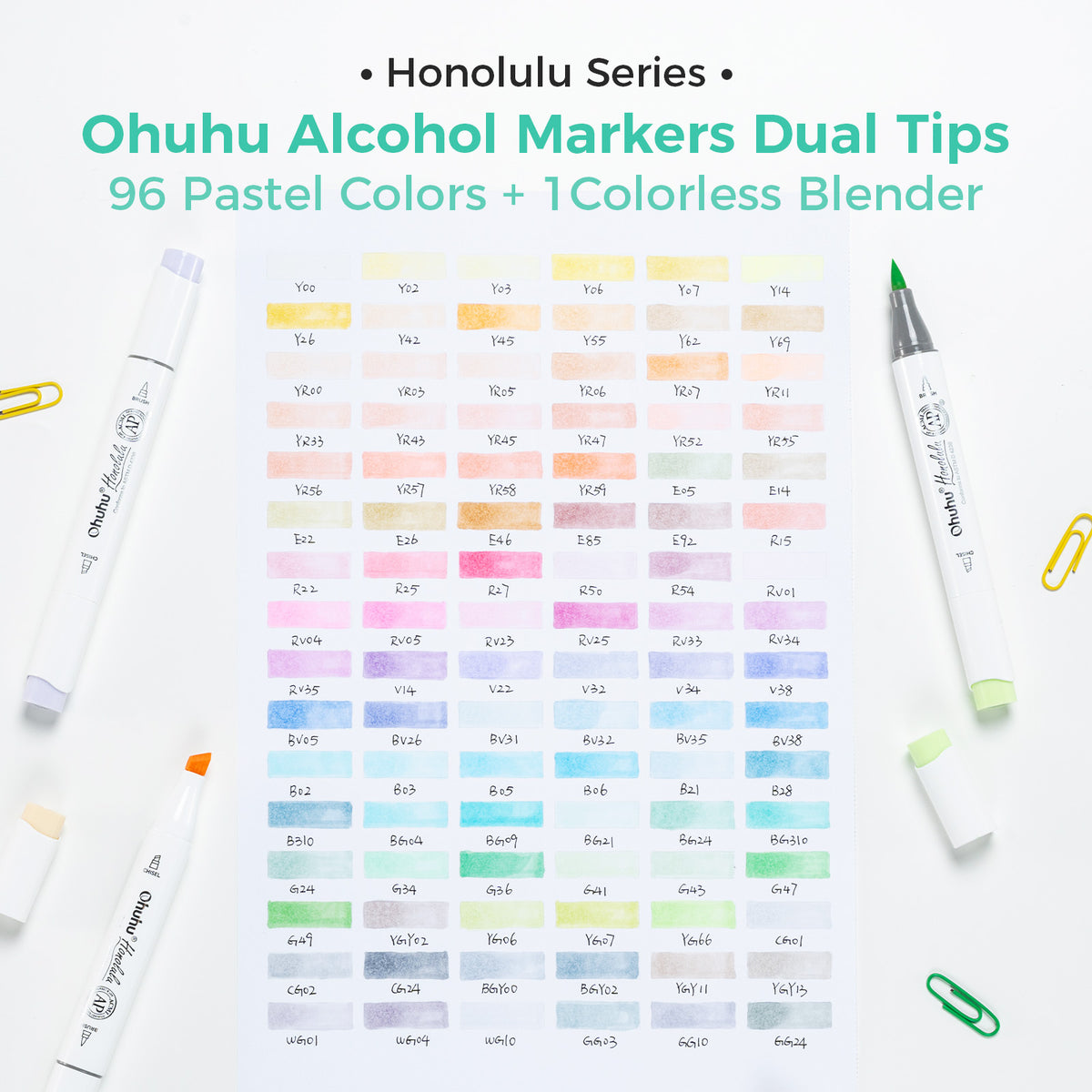Ohuhu Honolulu 96 Pastel Colors Alcohol Art Markers - Sweetness & Blossoming (New Color Codes) | Ohuhu Trusted