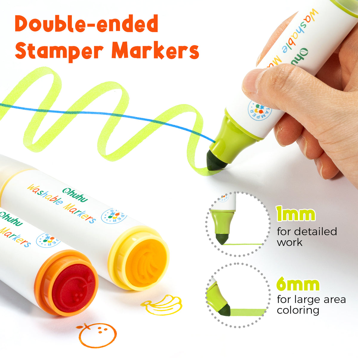 Ohuhu Washable Stamper Kids Dual Tips Water-based Markers | Ohuhu Top Pick
