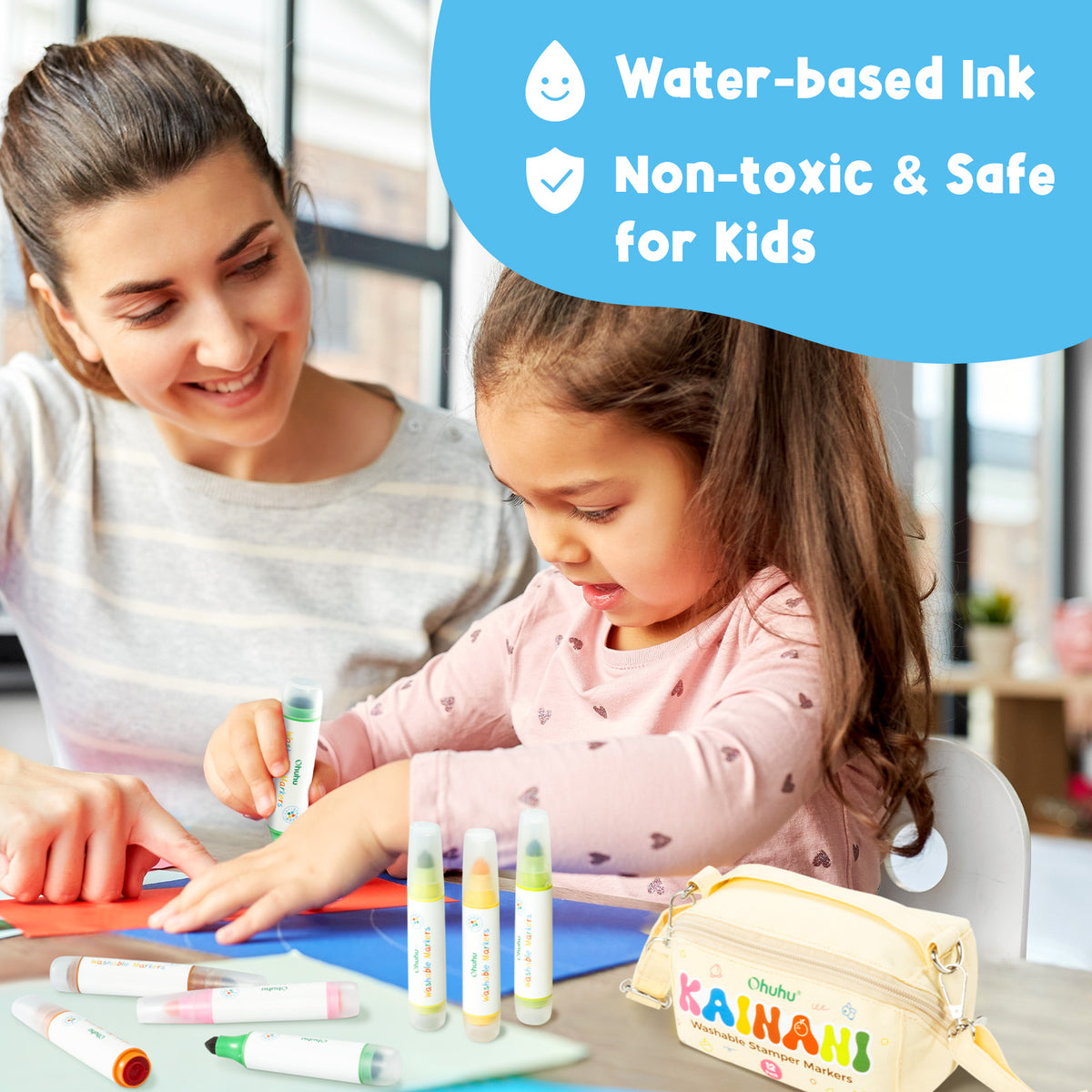 Ohuhu Washable Stamper Kids Dual Tips Water-based Markers | Ohuhu Top Pick