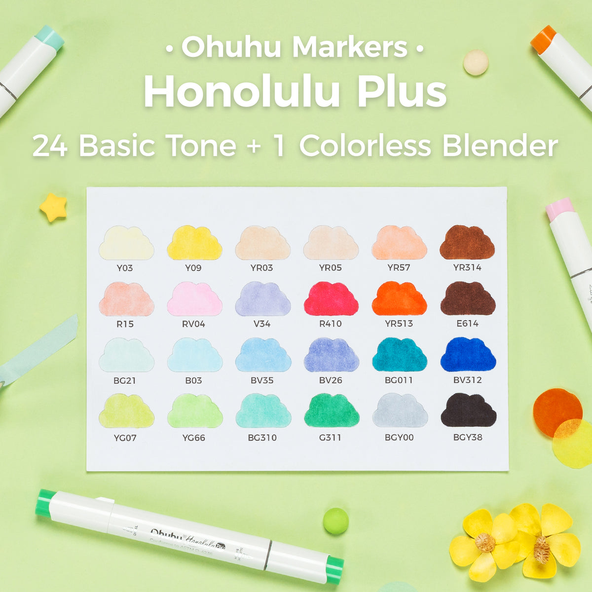 Ohuhu Honolulu Plus Series Supreme Rubber Brush Tip Markers | Ohuhu Smart Buy
