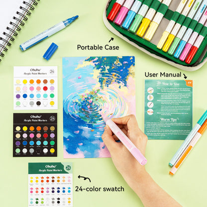 Ohuhu Acrylic Markers 24 Colors 48 Pack | Ohuhu Best Price