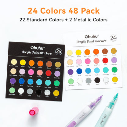 Ohuhu Acrylic Markers 24 Colors 48 Pack | Ohuhu Best Price