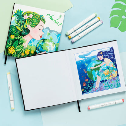 Ohuhu Bleedproof Double-Sided Marker Pad with PU Cover | Ohuhu Value