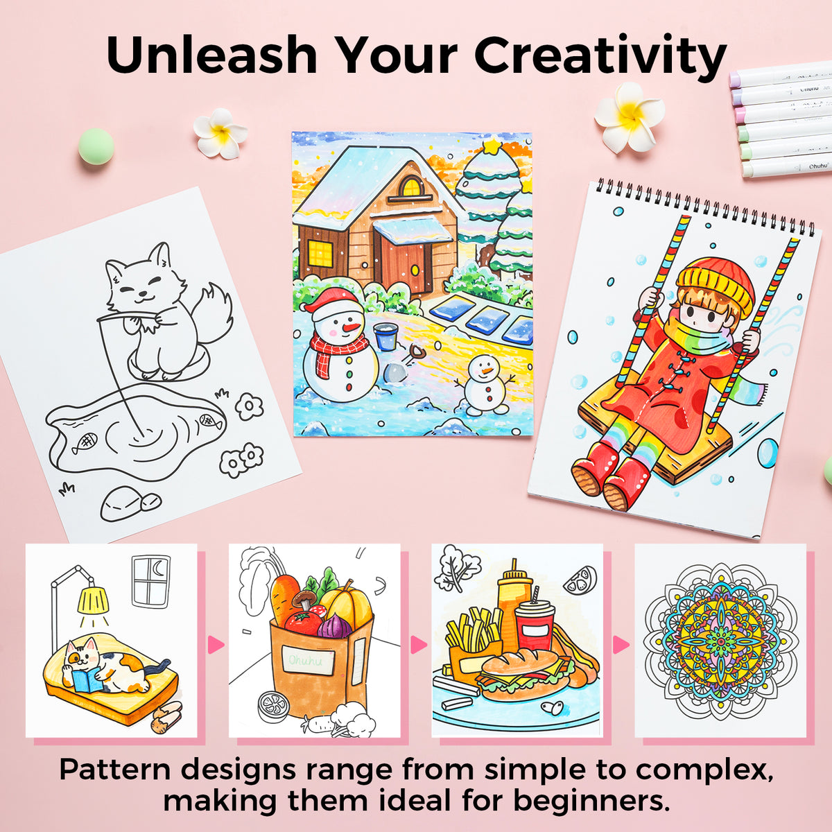 Ohuhu Double-Sided Bleedproof Coloring Book | Ohuhu Great Value