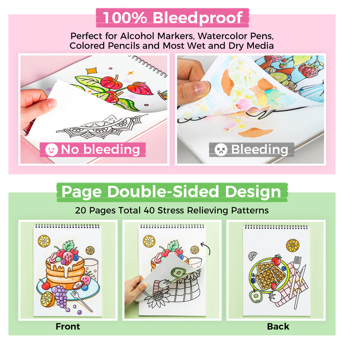 Ohuhu Double-Sided Bleedproof Coloring Book | Ohuhu Great Value