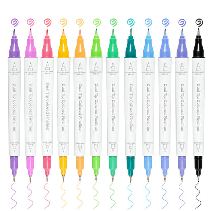 Ohuhu Colored Fineliner & Brush Pens, 12 Colors | Ohuhu Deals