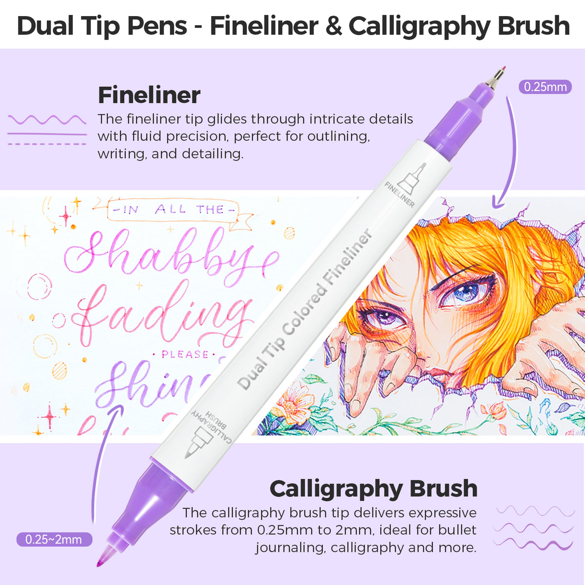 Ohuhu Colored Fineliner & Brush Pens, 12 Colors | Ohuhu Deals