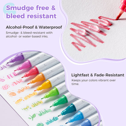 Ohuhu Colored Fineliner & Brush Pens, 12 Colors | Ohuhu Deals