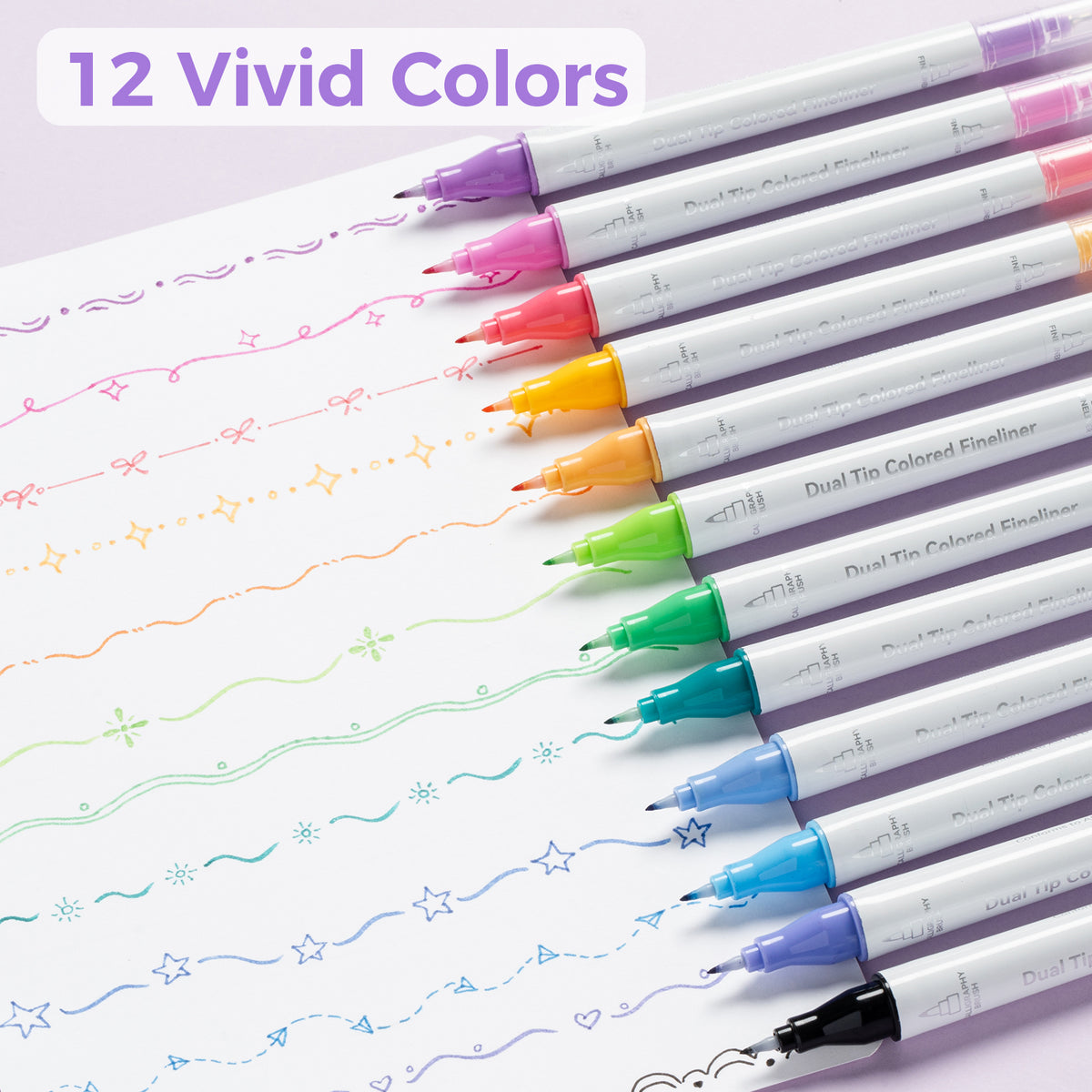 Ohuhu Colored Fineliner & Brush Pens, 12 Colors | Ohuhu Deals