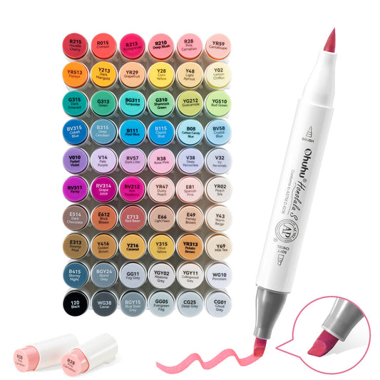 Ohuhu Honolulu S 60 Illustration Tone Colors Dual Soft Tips Alcohol Art Markers, Brush & Soft Chisel | Ohuhu Quality