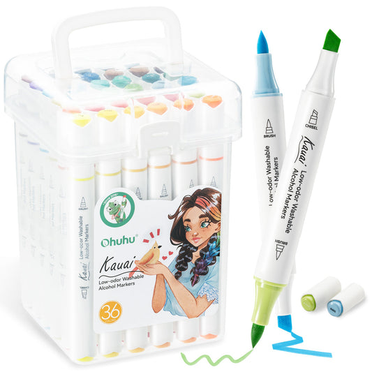 Ohuhu Kauai 36 Colors Dual Tips Low-odor Washable Alcohol Art Markers | Ohuhu Quality