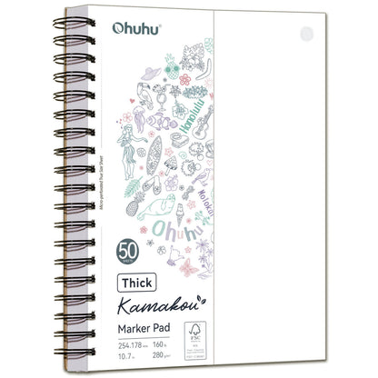 Ohuhu Heavyweight Bleedproof Double-Sided Marker Pad, Spiral-Bound - Kamakou | Ohuhu Smart Buy
