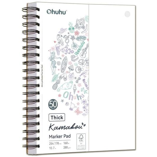 Ohuhu Heavyweight Bleedproof Double-Sided Marker Pad, Spiral-Bound - Kamakou | Ohuhu Smart Buy