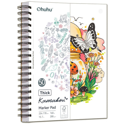 Ohuhu Heavyweight Bleedproof Double-Sided Marker Pad, Spiral-Bound - Kamakou | Ohuhu Smart Buy