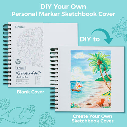 Ohuhu Heavyweight Bleedproof Double-Sided Marker Pad, Spiral-Bound - Kamakou | Ohuhu Smart Buy