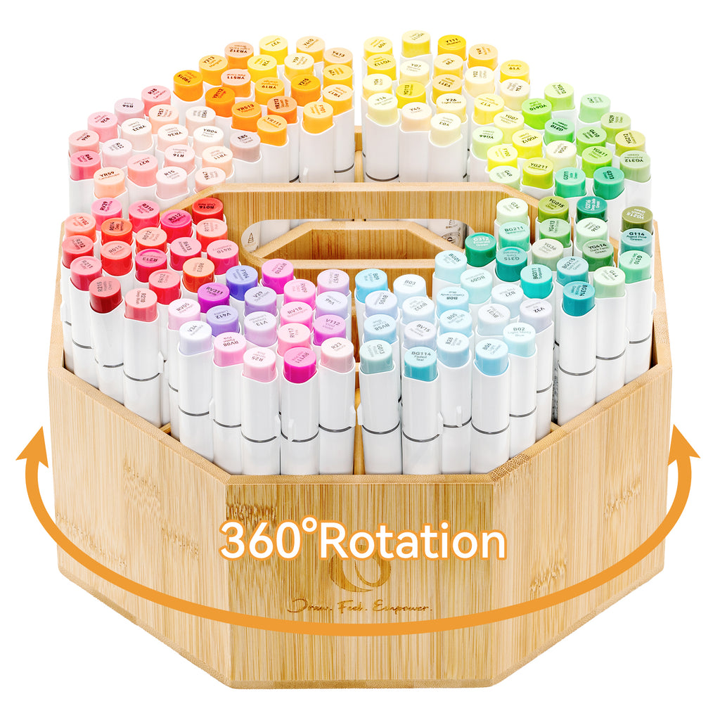 Ohuhu 360° Bamboo Rotating Marker Organizer | Ohuhu New