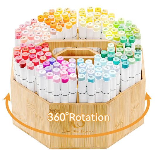 Ohuhu 360° Bamboo Rotating Marker Organizer | Ohuhu New