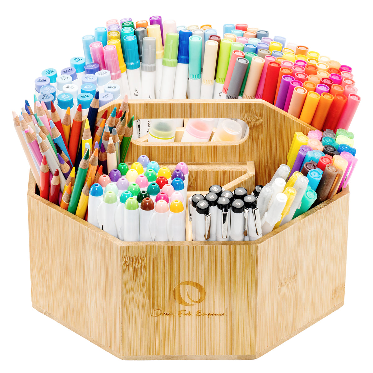 Ohuhu 360° Bamboo Rotating Marker Organizer | Ohuhu New