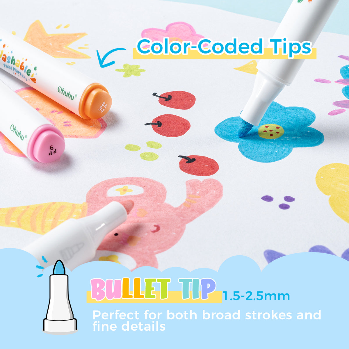 Ohuhu Washable Acrylic Paint Markers for Kids Bullet Tip | Ohuhu Everyday