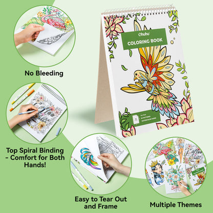 Ohuhu Pupe B 40 Paper-friendly (No Peeling)  Markers＆ Coloring Book Set | Ohuhu Sale
