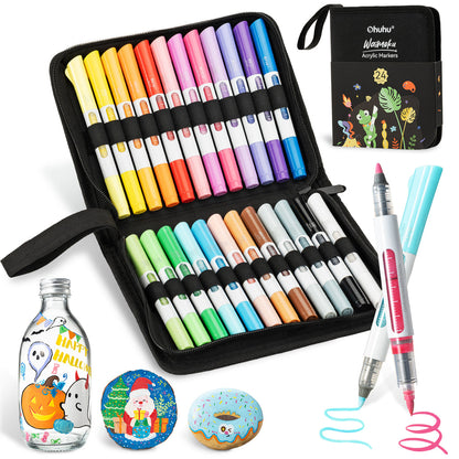 Ohuhu 24 Colors Brush & Bullet Automatic Ink Control Acrylic Markers - Waimoku | Ohuhu Latest