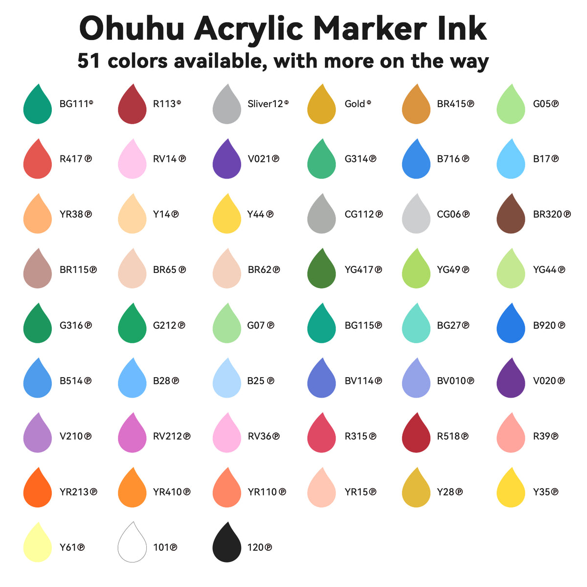 Ohuhu Acrylic Marker Ink Refill for Mauna Kea & Hanauma Series | Ohuhu Best Seller
