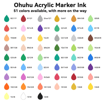 Ohuhu Acrylic Marker Ink Refill for Mauna Kea & Hanauma Series | Ohuhu Best Seller