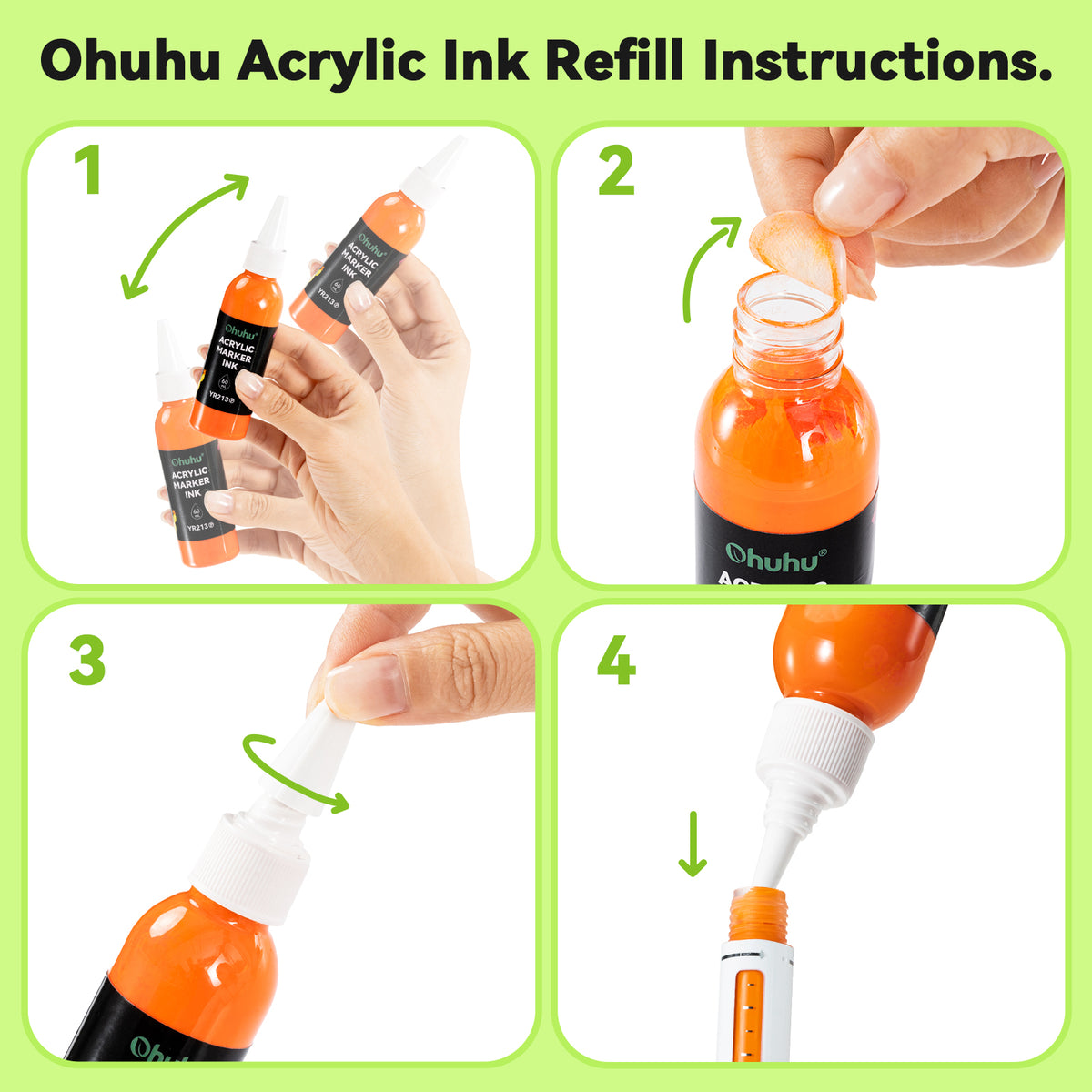 Ohuhu Acrylic Marker Ink Refill for Mauna Kea & Hanauma Series | Ohuhu Best Seller
