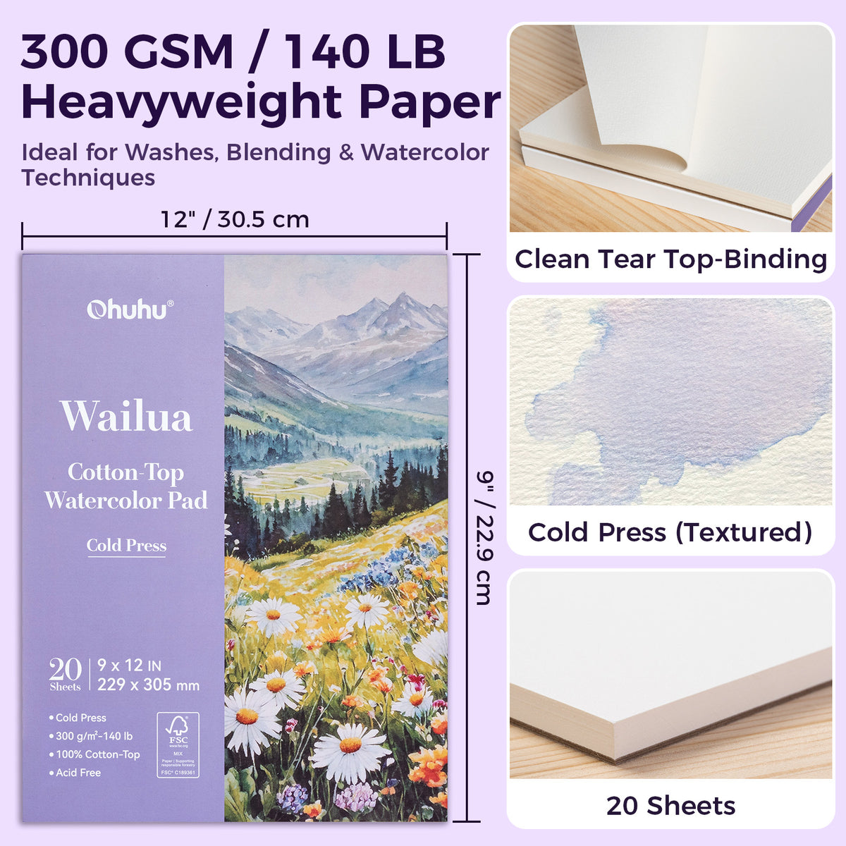 Ohuhu Wailua Cotton-Top Watercolor Pad | Ohuhu Discount