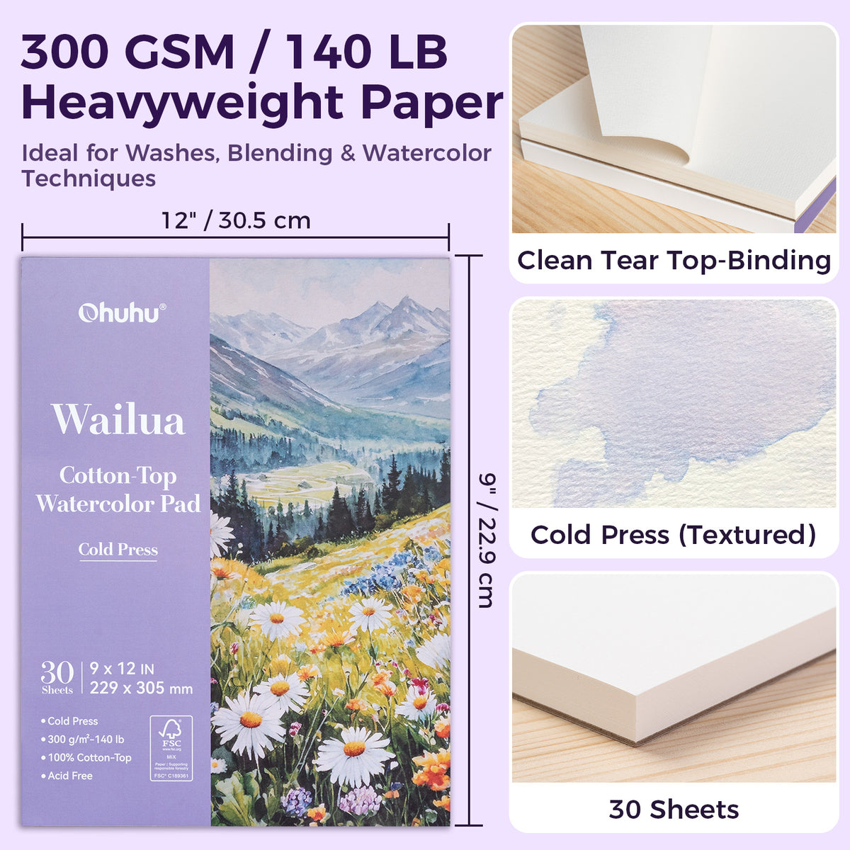 Ohuhu Wailua Cotton-Top Watercolor Pad | Ohuhu Discount