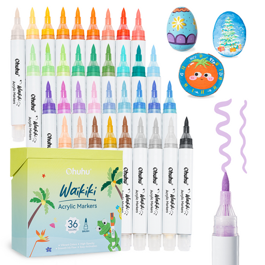 Ohuhu Top Pump Acrylic Paint Markers Brush Tip 36 Colors Paint Pens-Waikiki | Ohuhu Premium