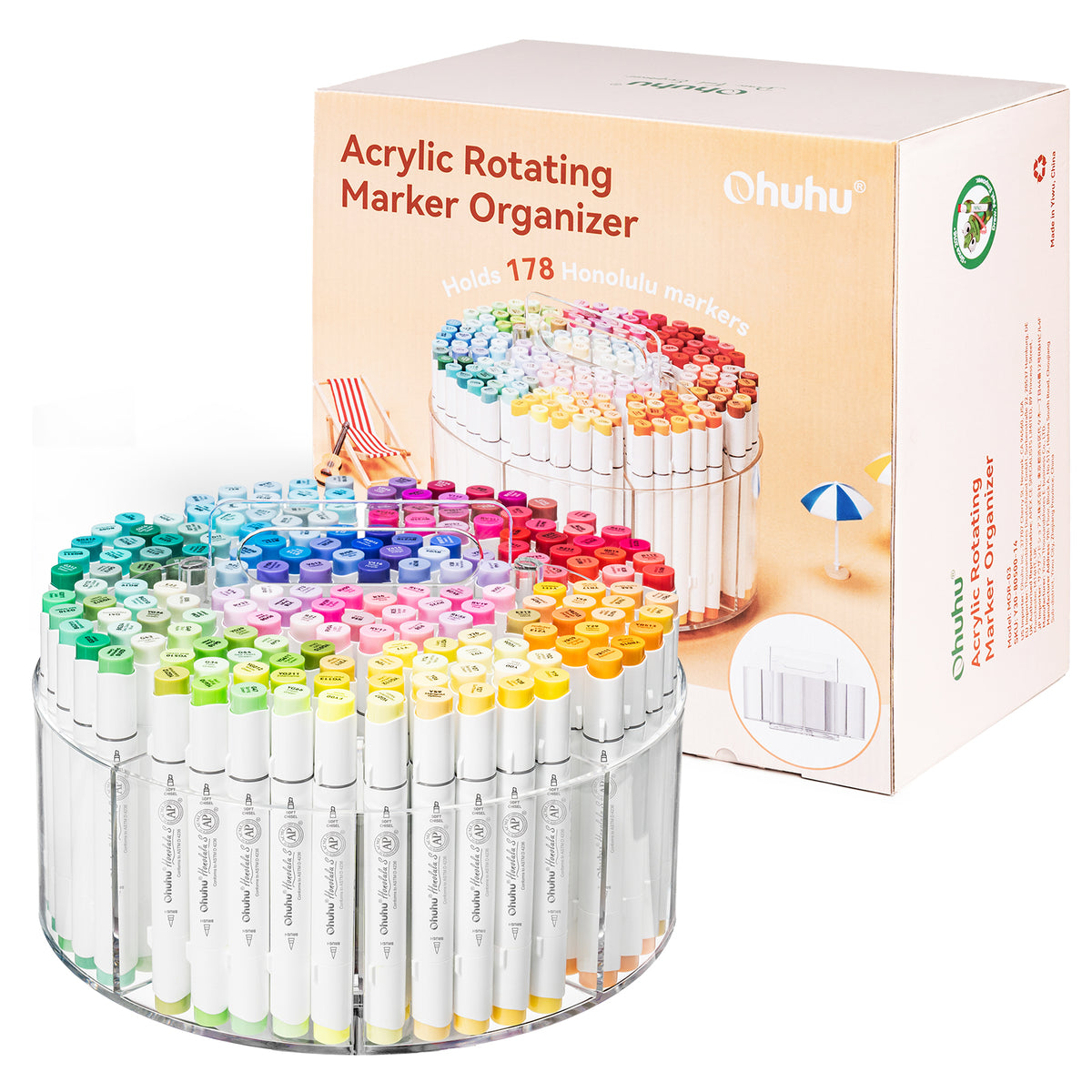 Ohuhu 360° Rotating Clear Acrylic Marker Organizer | Ohuhu Latest