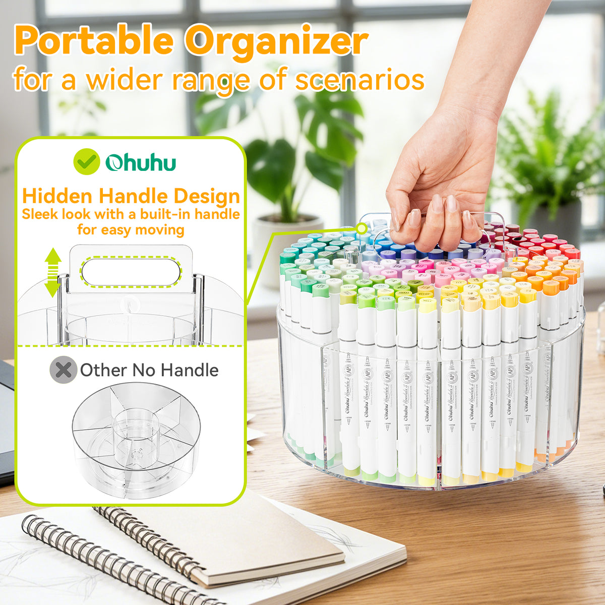 Ohuhu 360° Rotating Clear Acrylic Marker Organizer | Ohuhu Latest