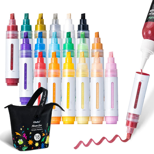 Ohuhu Acrylic Paint Markers 18 Colors Reversible Tip Jumbo Chisel ＆ Round- Mauna Kea | Ohuhu Recommended