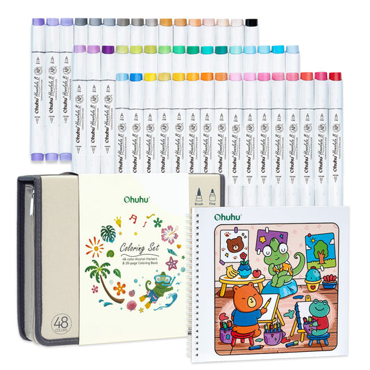 Ohuhu Honolulu B 48 Colors Alcohol Markers with Coloring Book | Ohuhu Sale