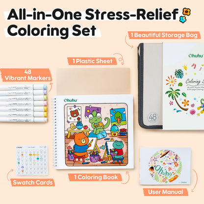 Ohuhu Honolulu B 48 Colors Alcohol Markers with Coloring Book | Ohuhu Sale