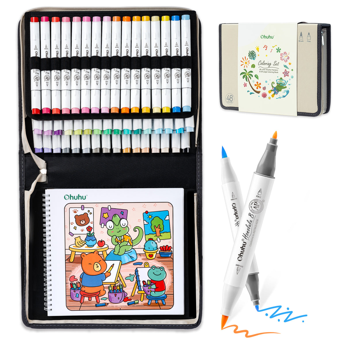 Ohuhu Honolulu B 48 Colors Alcohol Markers with Coloring Book | Ohuhu Sale
