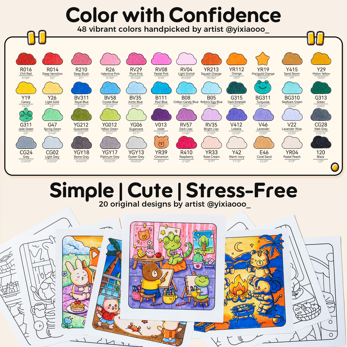 Ohuhu Honolulu B 48 Colors Alcohol Markers with Coloring Book | Ohuhu Sale