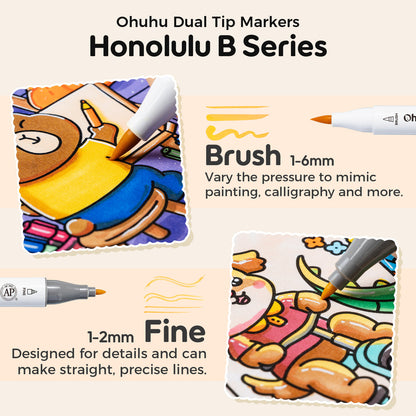 Ohuhu Honolulu B 48 Colors Alcohol Markers with Coloring Book | Ohuhu Sale