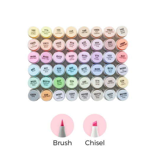 Ohuhu Honolulu 48 Pastel Colors Dual Tips Alcohol Art Markers-Sweetness (New Color Codes) | Ohuhu Signature
