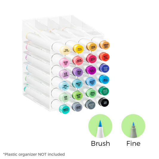 Ohuhu Honolulu 24 Basic Colors Dual Tips Alcohol Art Markers (New Color Codes) | Ohuhu Great Value