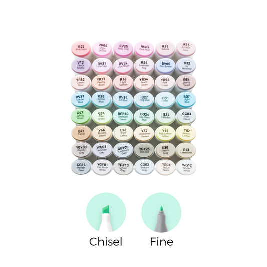 Ohuhu Oahu 48 Pastel Colors Dual Tips Alcohol Art Markers, Fine & Chisel (New Color Codes) | Ohuhu Best Price