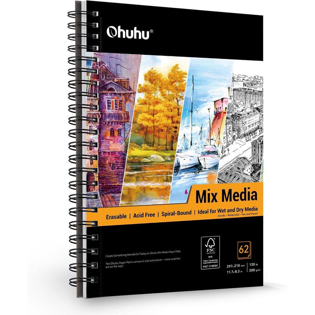 Ohuhu Spiral-Bound Mix Media Pad for Multiple Techniques | Ohuhu Deals