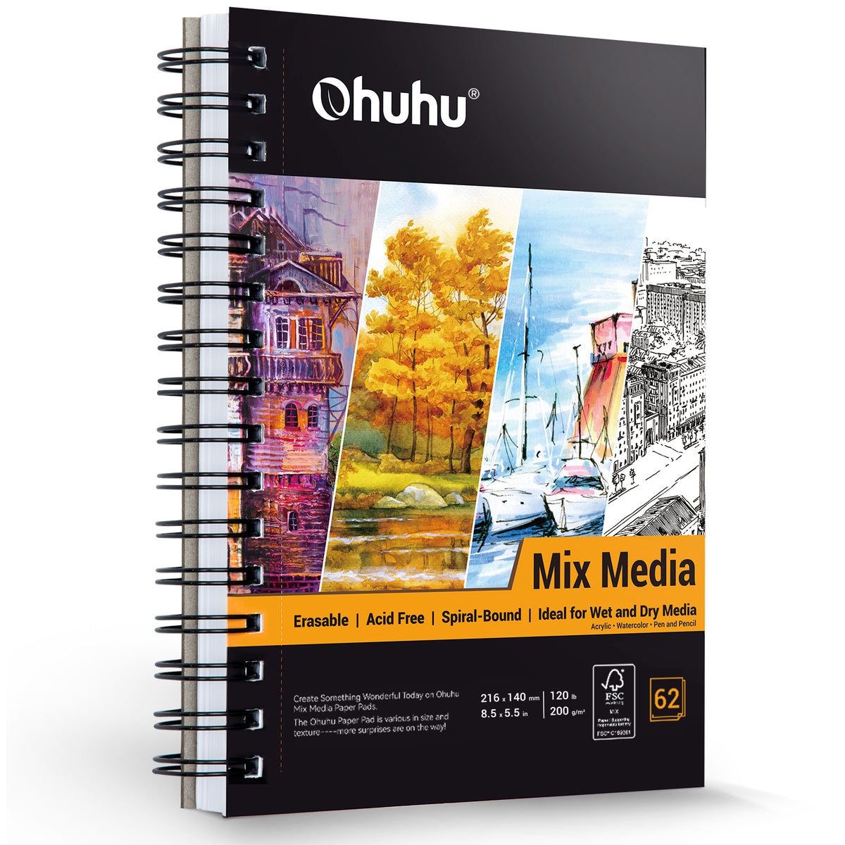 Ohuhu Spiral-Bound Mix Media Pad for Multiple Techniques | Ohuhu Deals