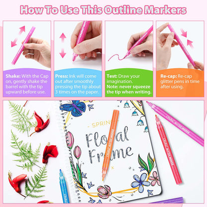 Ohuhu Water-Based Glitter Metallic Marker Pens, 12 Shimmer Colors | Ohuhu Best Seller