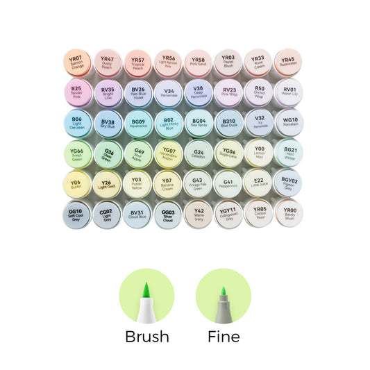 Ohuhu Honolulu New 48 Pastel Colors Dual Tips Alcohol Art Markers - Blossoming (New Color Codes) | Ohuhu Recommended