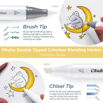 Ohuhu Honolulu Colorless Blender Marker - Pack of 6 | Ohuhu Popular