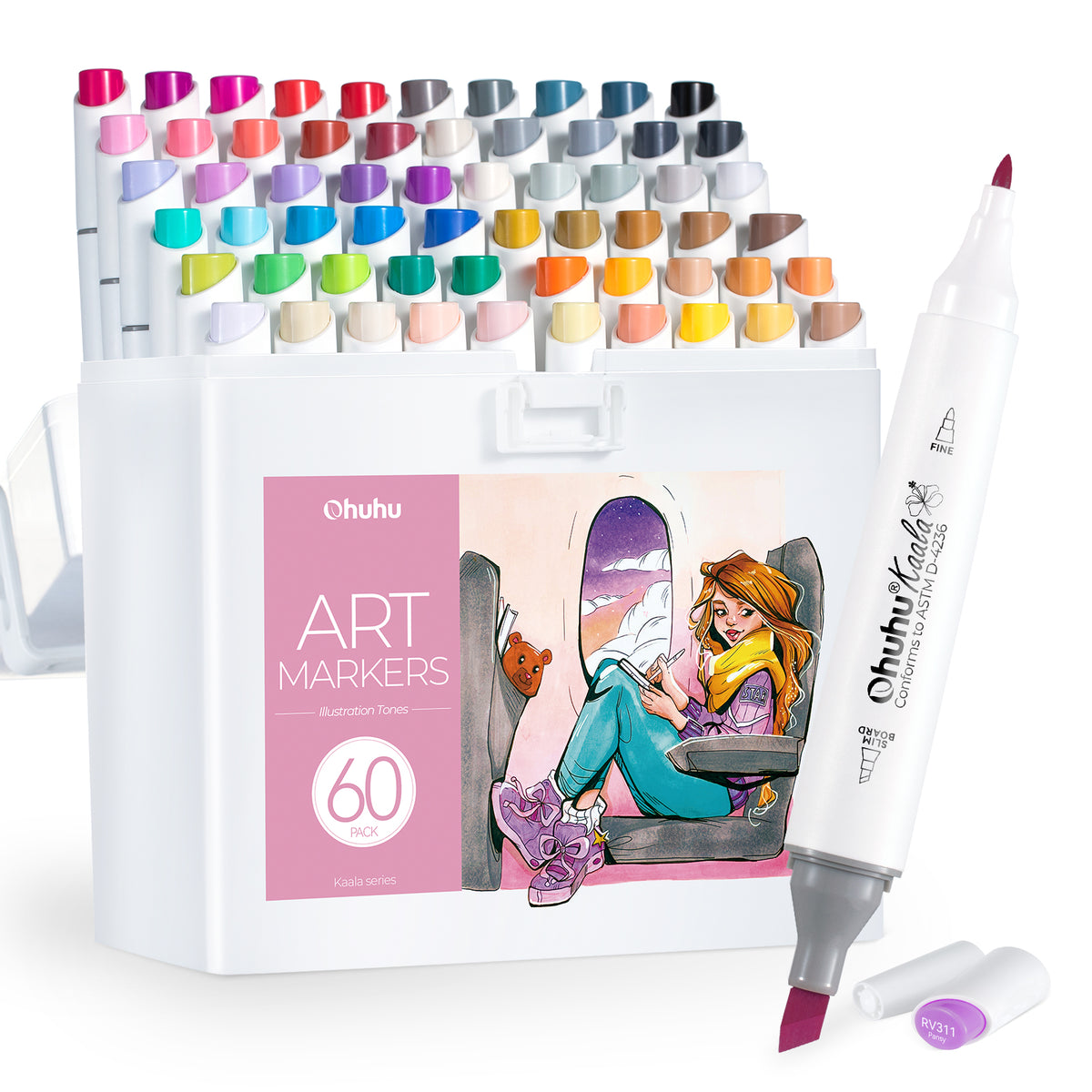 Ohuhu Kaala Five Tones Slim Broad and Fine Dual Tips Alcohol Art Markers | Ohuhu Value