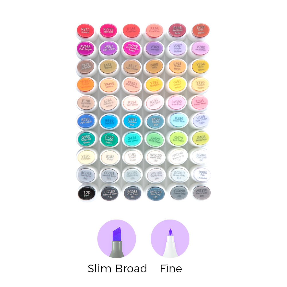 Ohuhu Kaala Five Tones Slim Broad and Fine Dual Tips Alcohol Art Markers | Ohuhu Value